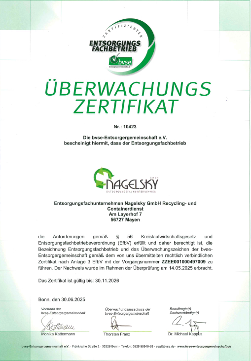 Zertifikat Deckblatt Nagelsky